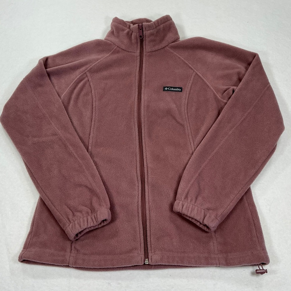 Columbia Benton Springs Full Zip Fleece Jacket Mauve Pink Womens Large 1668